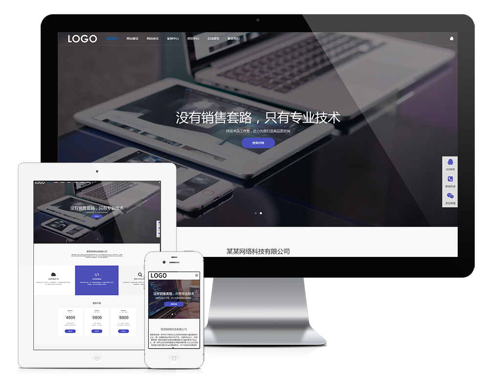 响应式网站建设网络科技网站模板【16867】
